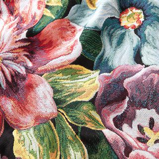Dekorationstyg Gobeläng Blommor – svart/grön, 