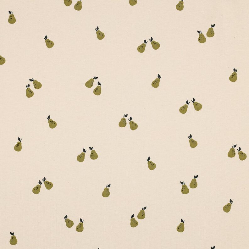GOTS Bomullsjersey päron | Poppy Fabrics – ljusbeige/ljusoliv,  image number 1