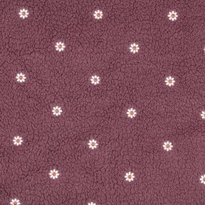 Teddyplysch broderade småblommor | Poppy Fabrics – mörk gammelrosa, 