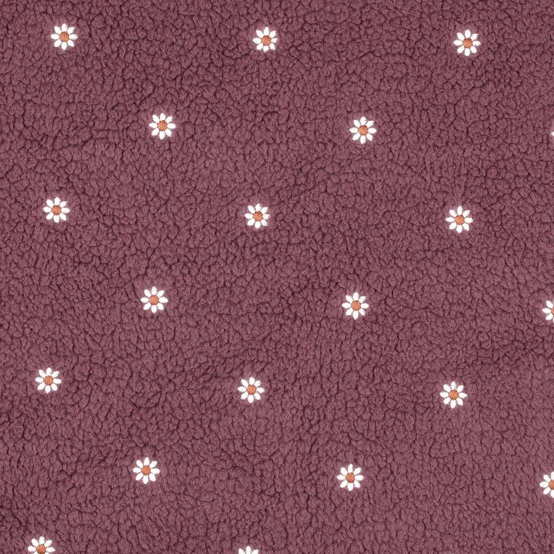 Teddyplysch broderade småblommor | Poppy Fabrics – mörk gammelrosa,  image number 1