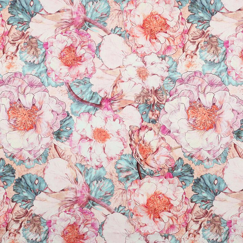 Bomullssatin Japanese Anamone | Nerida Hansen – pastellviolett/aquablått,  image number 1