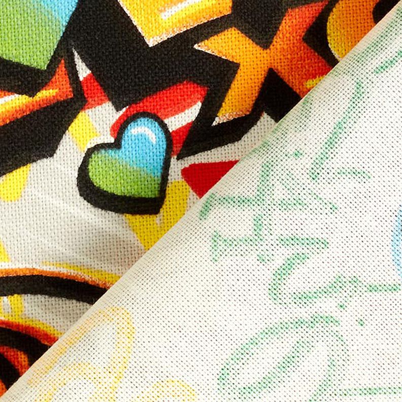 Dekorationstyg Halvpanama graffiti – silvergrå, image number 3