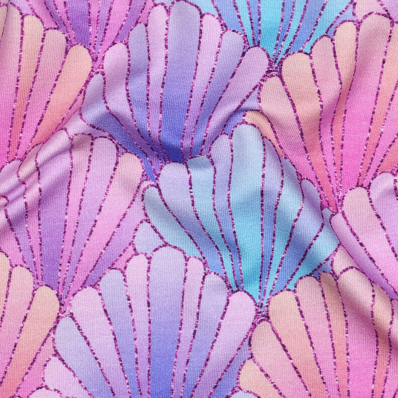 French Terry Sommarsweat Musslor Digitaltryck | by Poppy – lavender/blålila,  image number 2