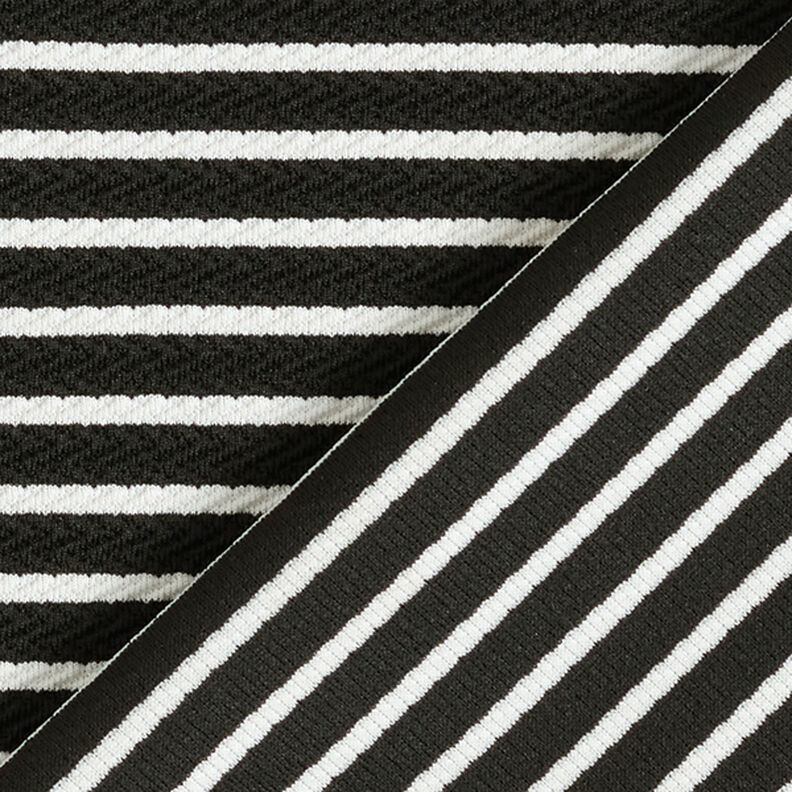 jacquardjersey horisontella ränder – svart/vit,  image number 4