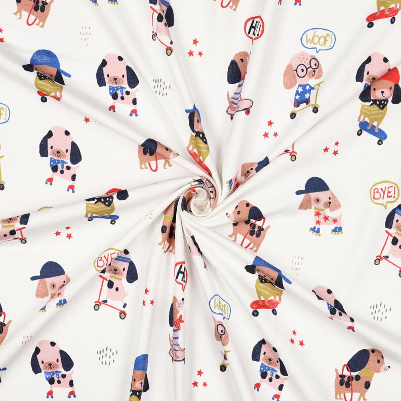 Bomullsjersey skridsko&aring;kande hund Digitaltryck | Poppy Fabrics &ndash; elfenbensvit/ros&eacute;guld,  image number 3