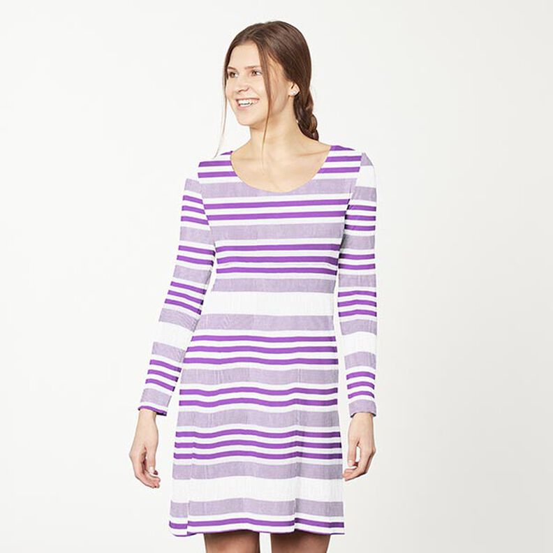 Viskosjersey krinklad – vit/lila,  image number 6