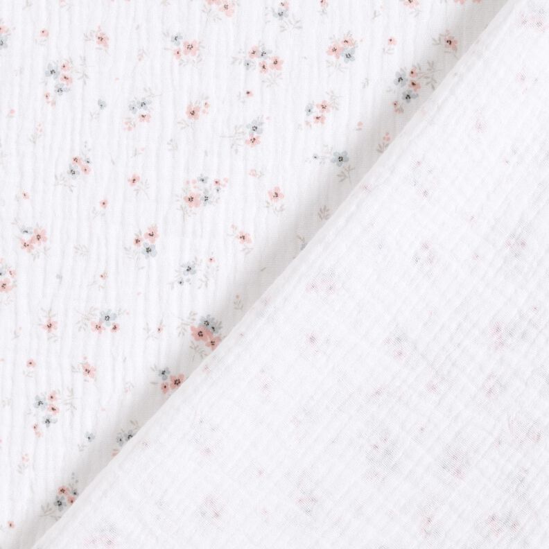 Muslin/Dubbel-krinkelväv romantiska blommor – vit,  image number 4