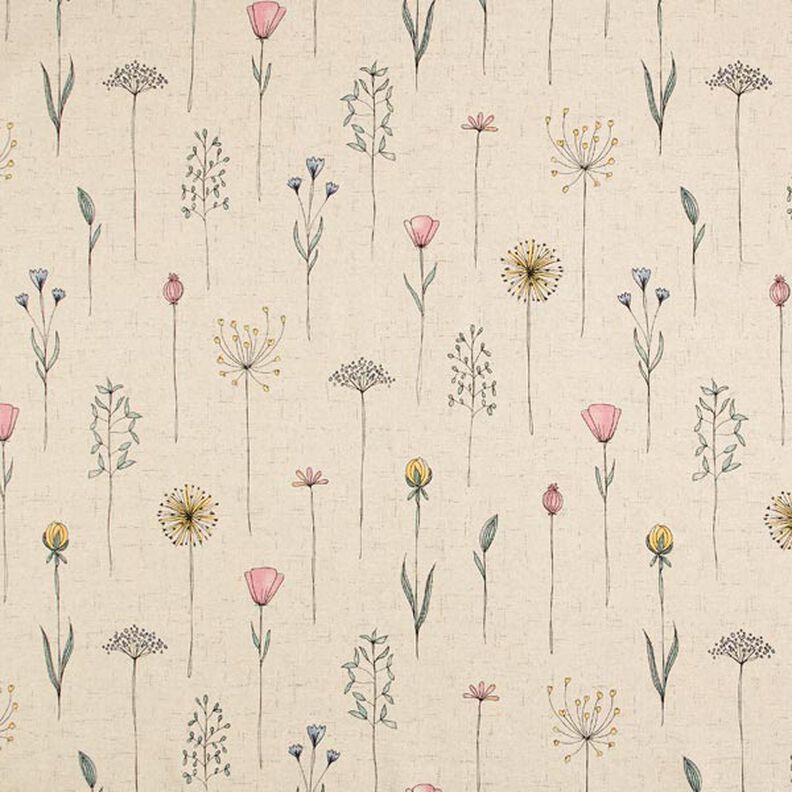 Dekorationstyg Halvpanama torkade blommor – natur/rosa,  image number 1