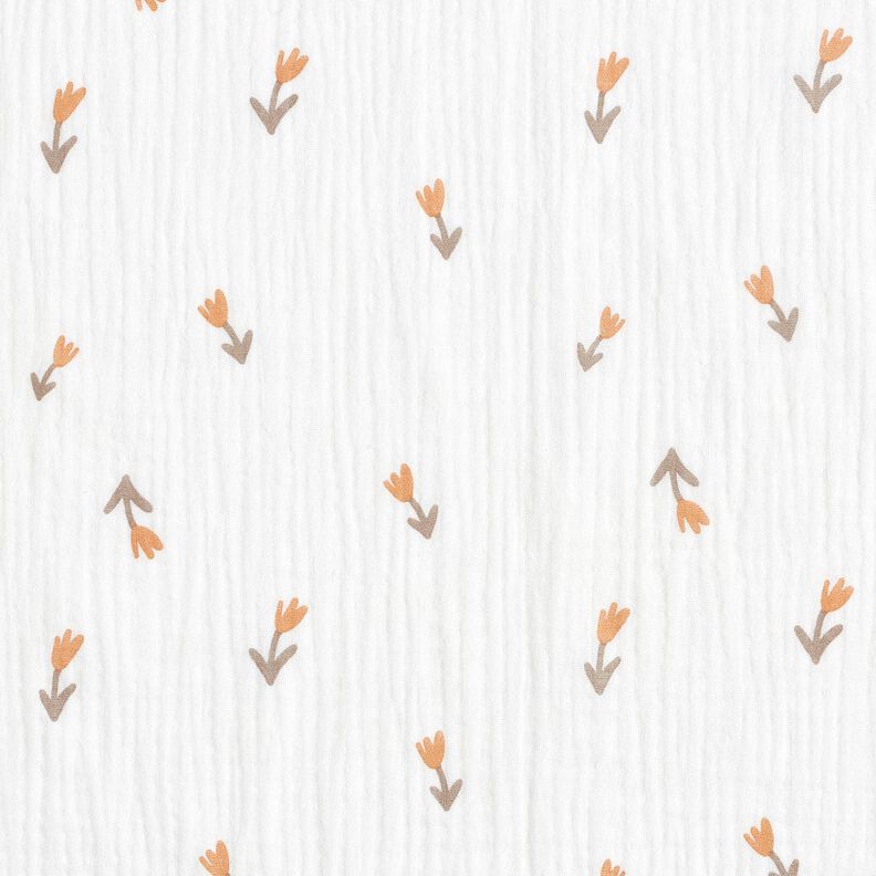 Muslin/Dubbel-krinkelväv småblommor – elfenbensvit, image number 1