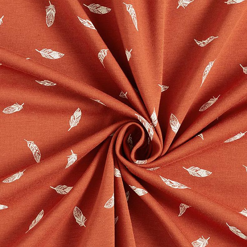 Bomullsjersey fjädrar – terracotta,  image number 3