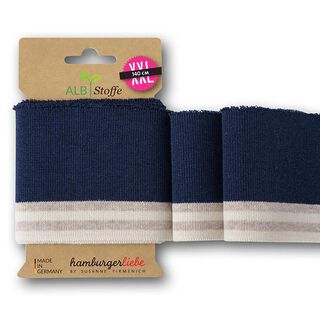 GOTS Ribbade muddar CUFF ME COLLEGE [ 140 cm | 7,5 cm ] | Albstoffe – marinblått/beige, 