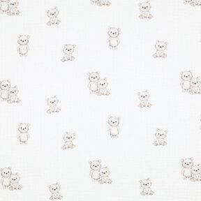 GOTS Muslin/Dubbel-krinkelväv Vänliga björnar Digitaltryck | Poppy Fabrics – elfenbensvit/ljus, 