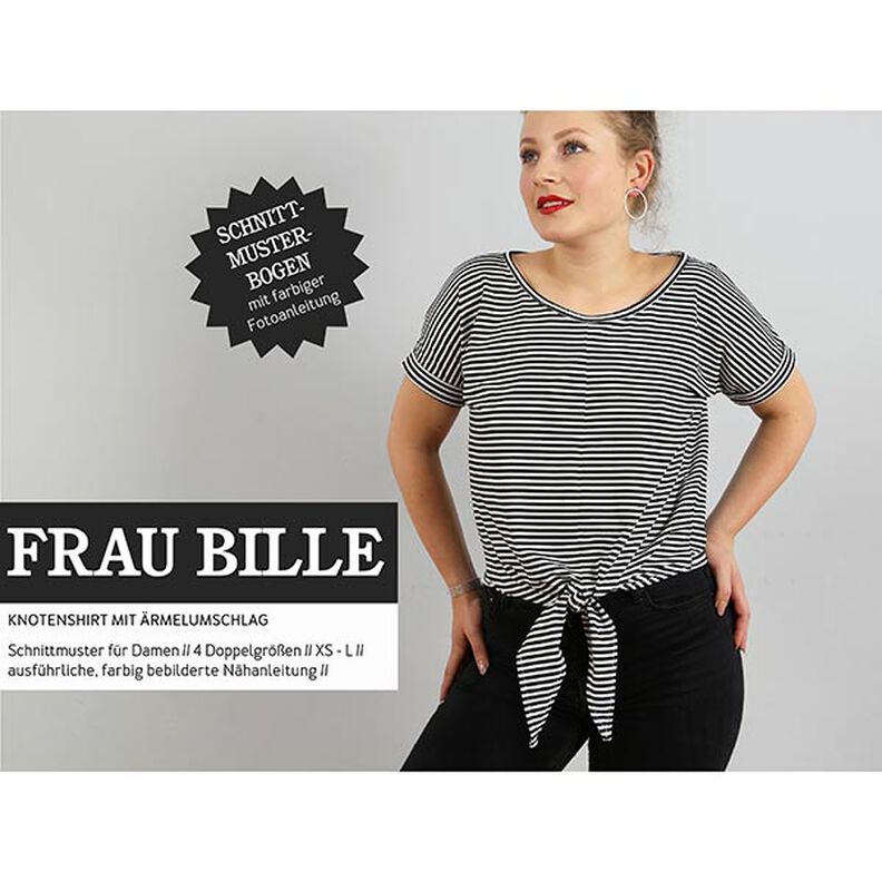 FRAU BILLE - ledig knyttröja med uppvikta ärmar, Studio Schnittreif | XS - L,  image number 1