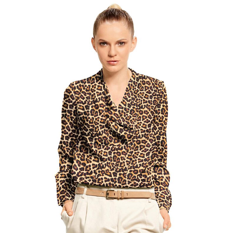 Viskostyg leopardmönster – beige/svart, image number 5
