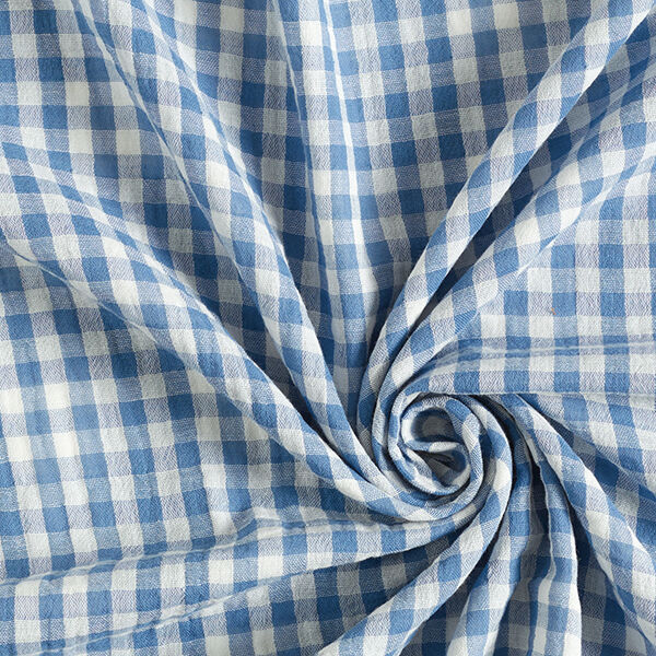 Muslin/Dubbel-krinkelväv Rutmönster stort och litet Dubbelsidigt – yllevit/jeansblå, image number 3