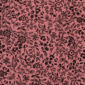 Muslin/Dubbel-krinkelväv Tvåfärgade blommor  | Poppy Fabrics – mörk gammelrosa/svart, 