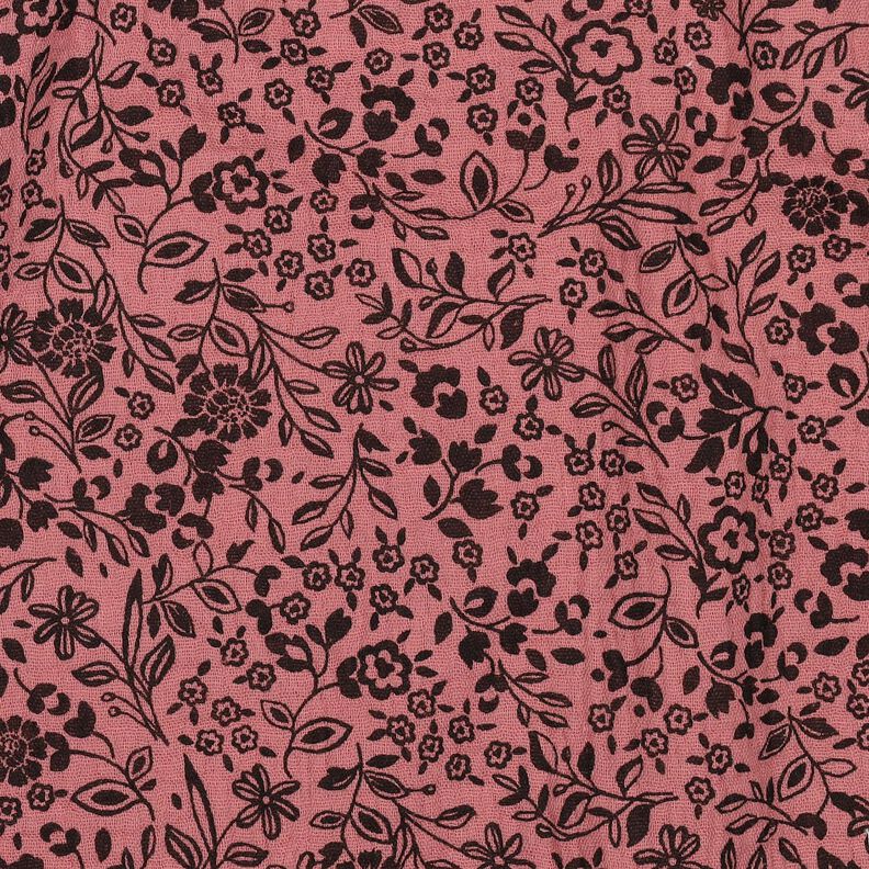 Muslin/Dubbel-krinkelväv Tvåfärgade blommor  | Poppy Fabrics – mörk gammelrosa/svart,  image number 2