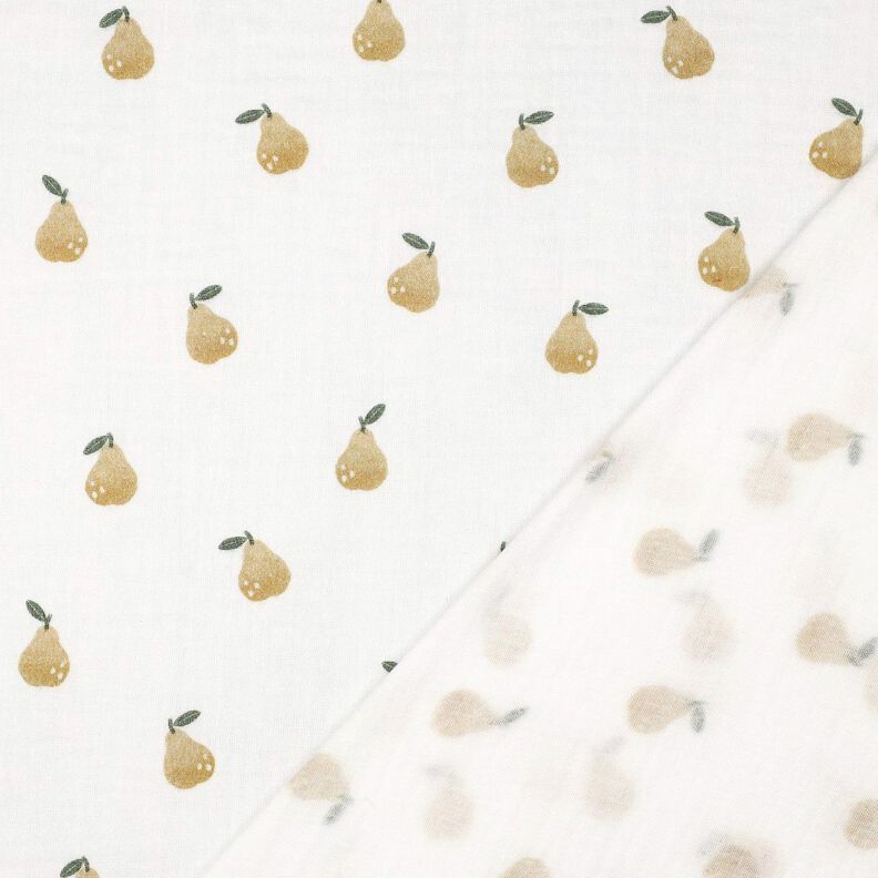 Muslin/Dubbel-krinkelväv päron Digitaltryck | Poppy Fabrics – vit/gul oliv,  image number 4