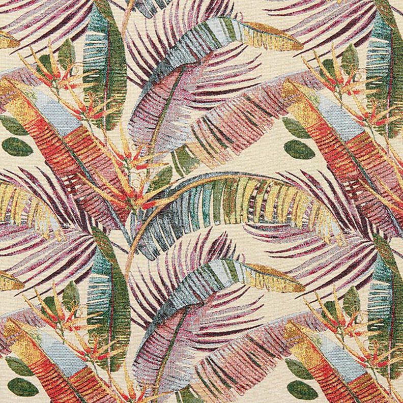 Dekorationstyg Gobeläng palmblad – ljusbeige/oliv,  image number 1