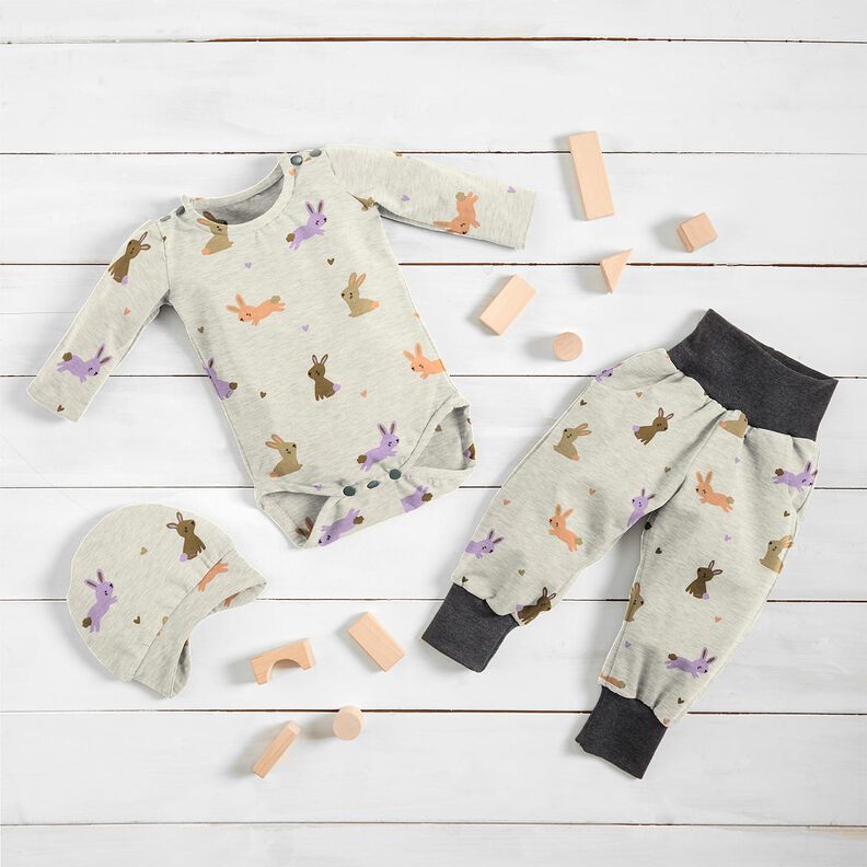 Bomullsjersey Kaniner och hjärtan | Poppy Fabrics – yllevit,  image number 6