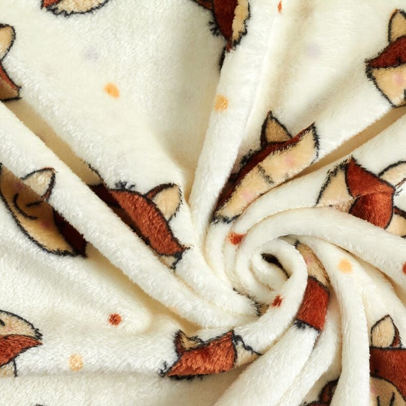 Mysfleece Dubbelsidigt Vänliga rävar – yllevit/brun, image number 3