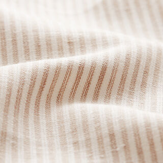 Linne-bomulls-mix ränder smala – beige/yllevit, 