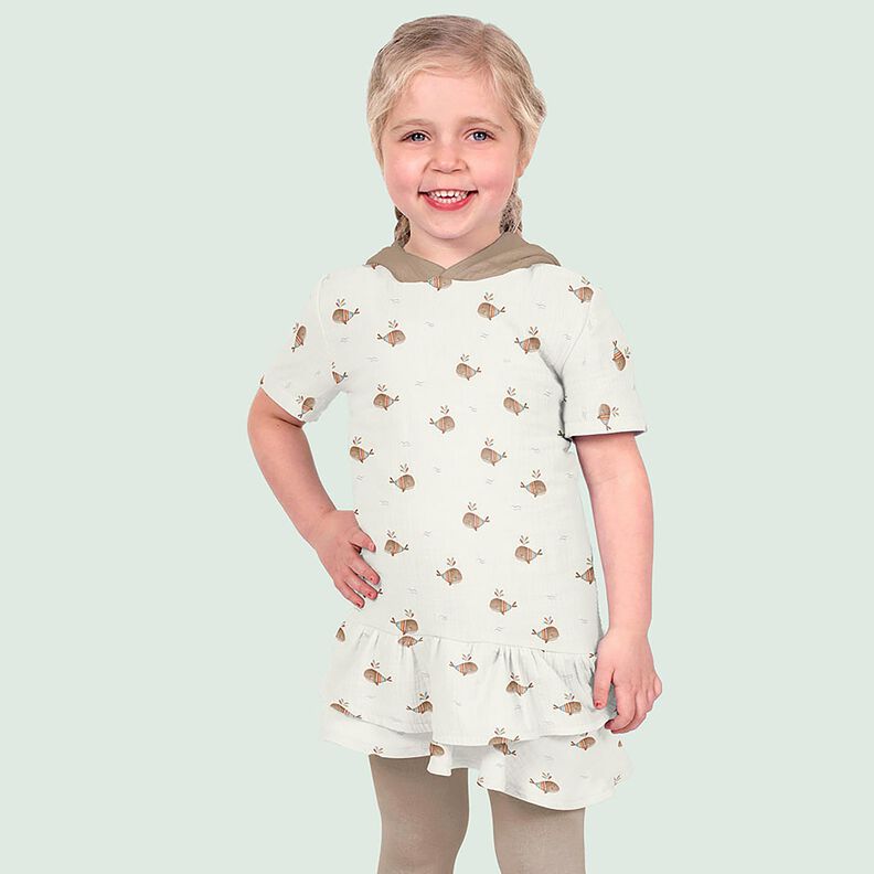 Muslin/Dubbel-krinkelväv randig val Digitaltryck – elfenbensvit,  image number 6