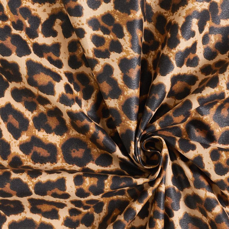 Behandlad bomull fint leopardmönster – brun/svart, image number 3