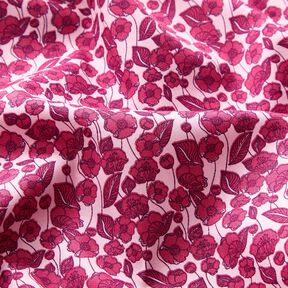 Bomullspoplin blomrankor – ljusrosa/purpur, 