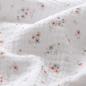 Muslin/Dubbel-krinkelväv romantiska blommor – vit, 