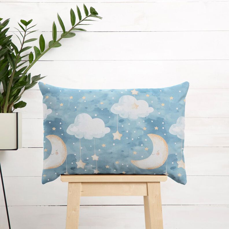 Dekorationstyg Bomullskypert Måne och stjärnor Digitaltryck – ljusblå,  image number 7