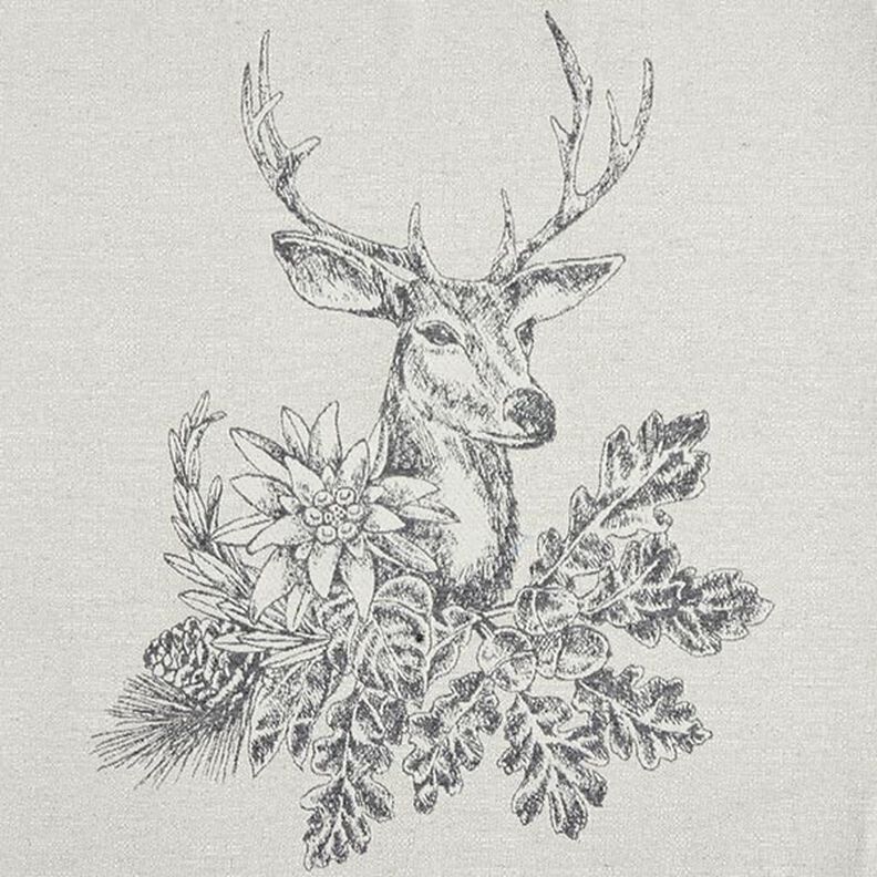 dekorationspanel Gobeläng rådjur med edelweiss – grått,  image number 1