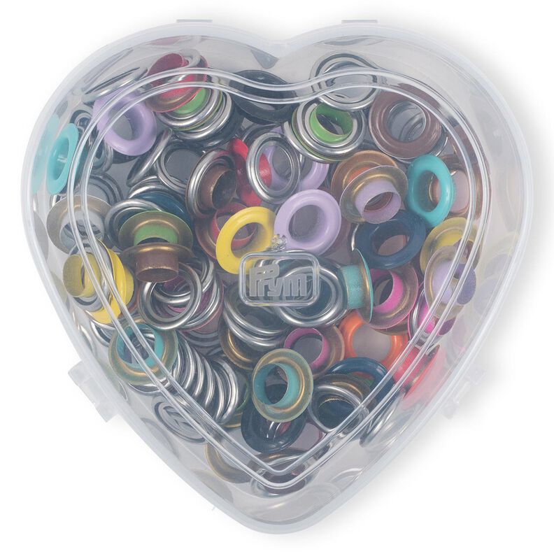 Öglor med brickor, i hjärtformad låda [8 mm] | Prym – röd,  image number 2