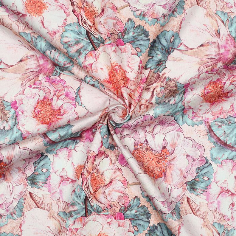 Bomullssatin Japanese Anamone | Nerida Hansen – pastellviolett/aquablått,  image number 3