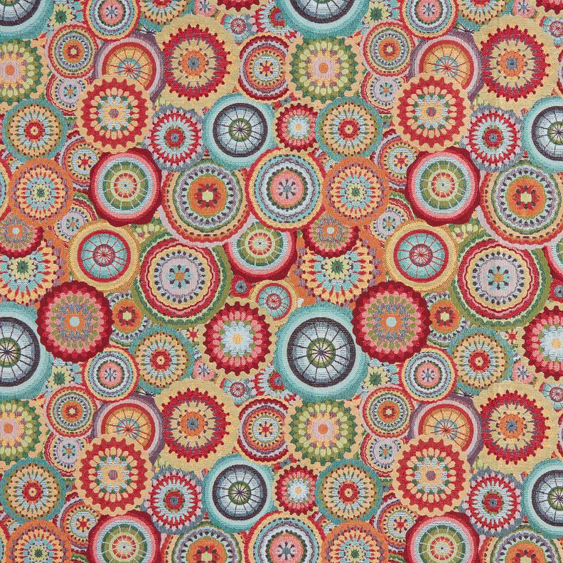 Dekorationstyg Gobeläng Mandala-cirklar – ljusbeige/rött,  image number 1