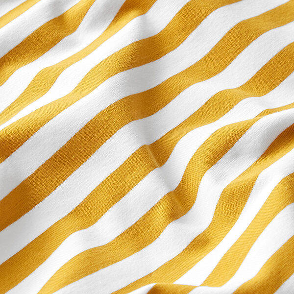 Bomullsjersey Breda ränder – senap/vit, image number 2