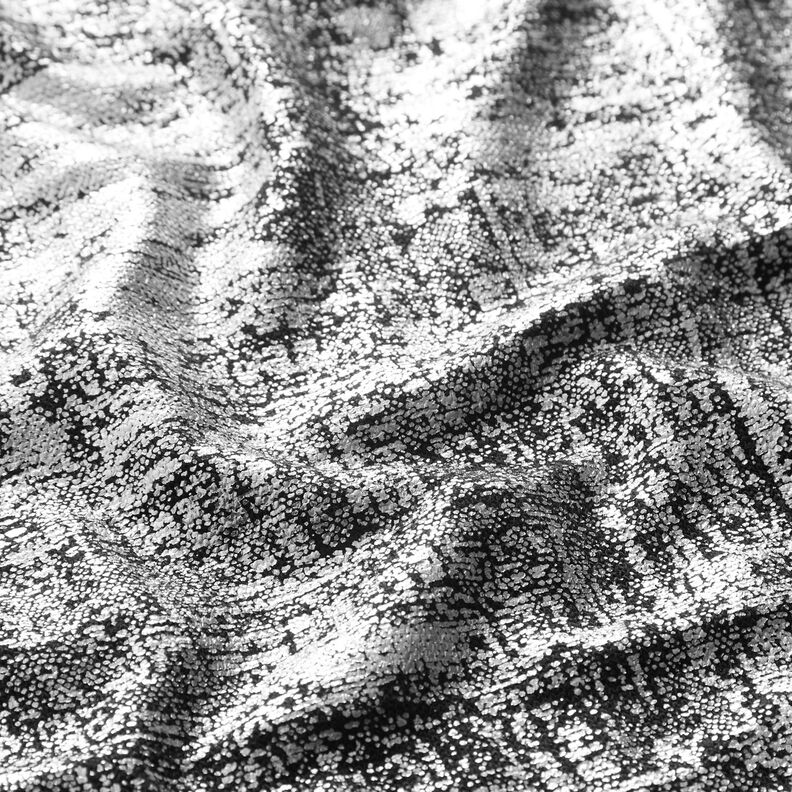 Stickat tyg metalliskt tryck abstrakt – silvermetallic/svart, image number 2