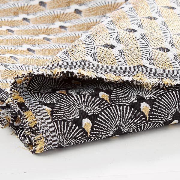 Dekorationstyg Jacquard Solfjäder – svart, image number 4
