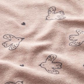 frottéjersey Småfåglar – ljus gammelrosa, 