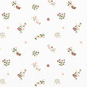 Bomullsjersey blommor och hjärtan – yllevit, 