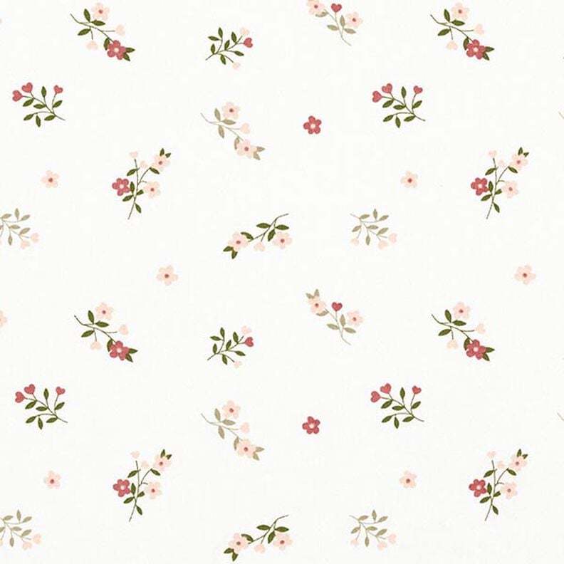 Bomullsjersey blommor och hjärtan – yllevit, image number 1
