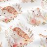 Bomullspoplin hare och igelkott i en blomcirkel Digitaltryck – elfenbensvit,  thumbnail number 2