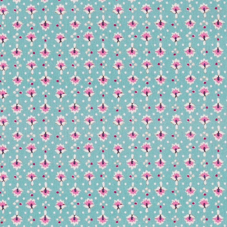 Bomullstyg Poplin små ornament – ​​mint/pastelllila – mint/pastellviolett,  image number 1
