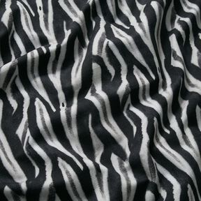 French Terry, borstad, zebra digitaltryck – svart/silver, 