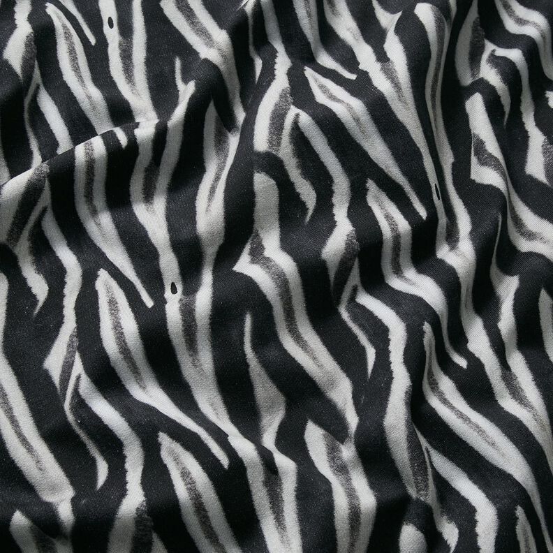 French Terry, borstad, zebra digitaltryck – svart/silver,  image number 2