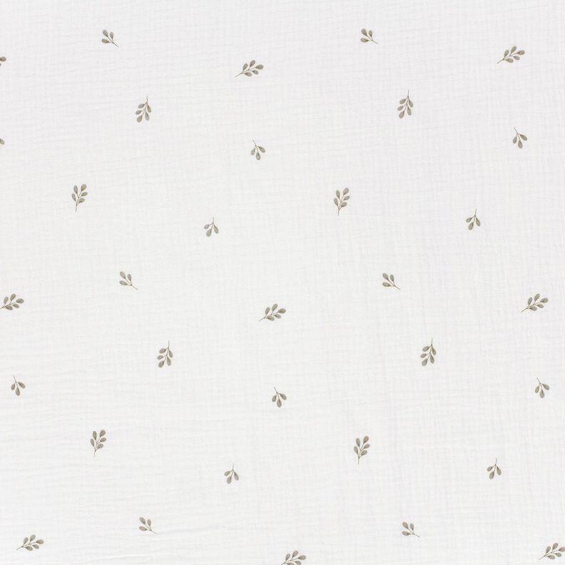 Muslin/Dubbel-krinkelväv Liten gren – yllevit/vass,  image number 1