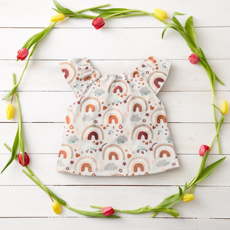 Poplin regnbåge – ljusbeige,  image number 6