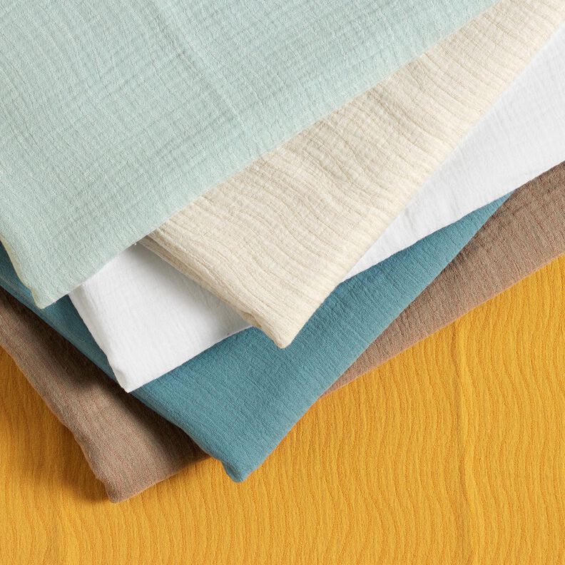 Linne-bomulls-mix Jacquard vågmönster – currygul,  image number 6