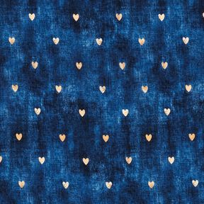 Bomullsjersey Gyllene hjärtan | Glitzerpüppi – indigo, 