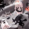 Bomullstyg Poplin Happy Halloween – elefantgrå/ljusorange,  thumbnail number 2